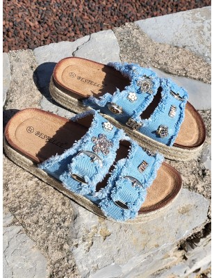 Mules compensées femme Tiffaine jean