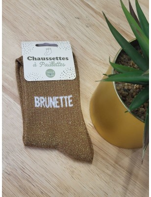 Chaussettes à paillettes "brunette" marron