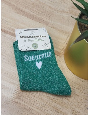 Chaussettes à paillettes "soeurette" vertes