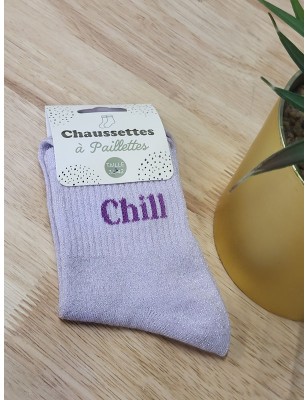 Chaussettes à paillettes "chill" violettes