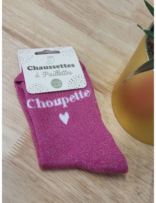 Chaussettes à paillettes "choupette" roses