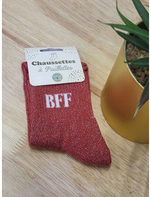 Chaussettes à paillettes "BFF" rouges