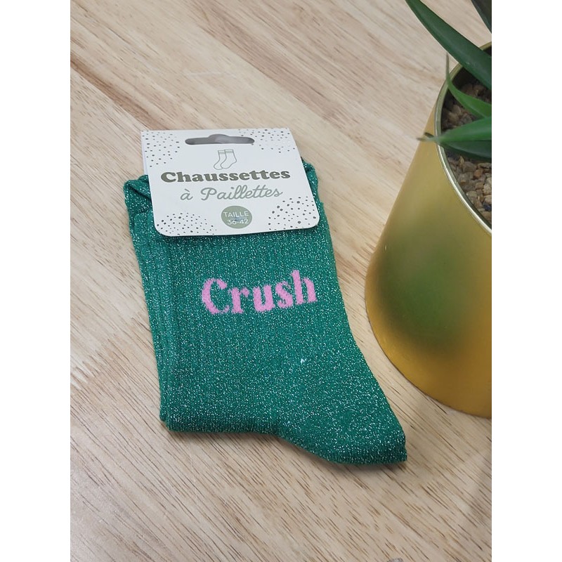 Chaussettes à paillettes "crush" vertes