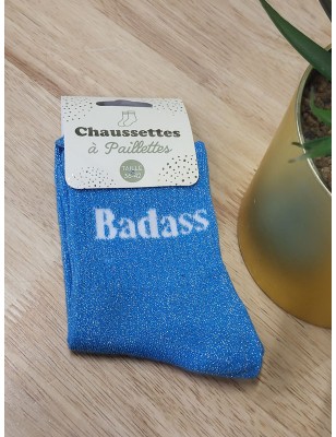 Chaussettes à paillettes "badass" bleues