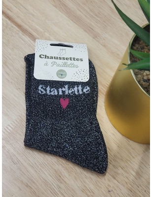 Chaussettes à paillettes "starlette" noires