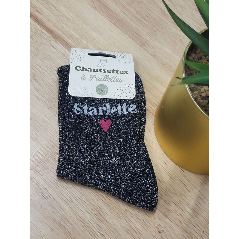 Chaussettes à paillettes "starlette" noires