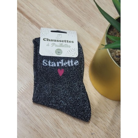 Chaussettes à paillettes "starlette" noires