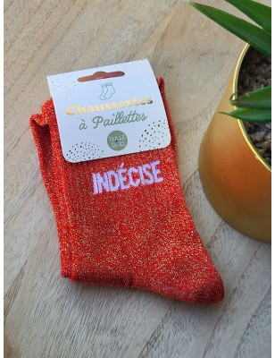 Chaussettes à paillettes "indécise" rouges