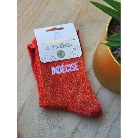 Chaussettes à paillettes "indécise" rouges