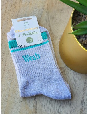 Chaussettes à bandes "wesh" dorées/vertes