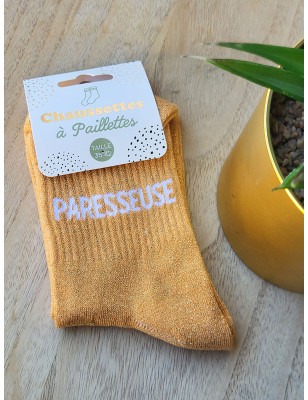Chaussettes à paillettes "paresseuse" orange
