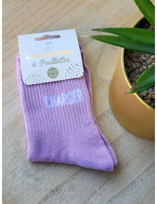 Chaussettes à paillettes "charger" roses