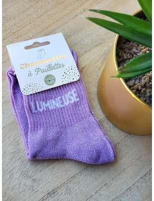Chaussettes à paillettes "lumineuse" violettes