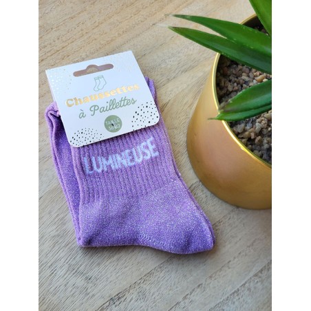 Chaussettes à paillettes "lumineuse" violettes