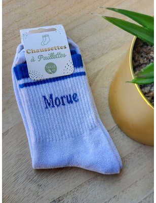 Chaussettes à bandes "morue" argentées/bleues