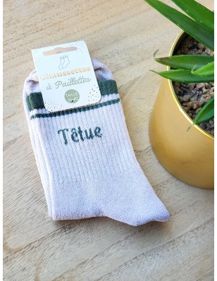 Chaussettes à bandes "têtue" dorées/vertes