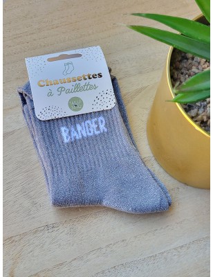 Chaussettes à paillettes "banger" grises