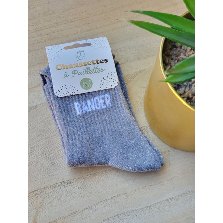 Chaussettes à paillettes "banger" grises