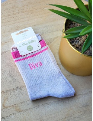 Chaussettes à bandes "diva" dorées/roses
