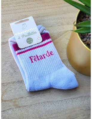 Chaussettes à bandes "fêtarde" argentées/fushia