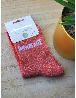 Chaussettes à paillettes "imparfaite" orange