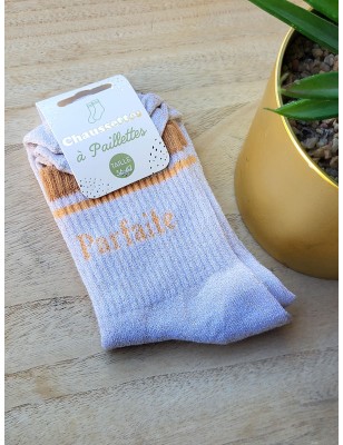 Chaussettes à bandes "parfaite" dorées/orange