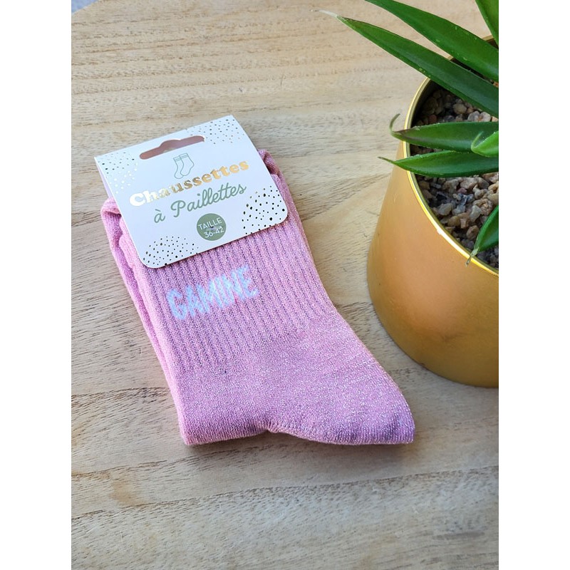 Chaussettes à paillettes "gamine" roses