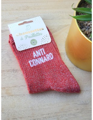 Chaussettes à paillettes "anti-connard" rouges