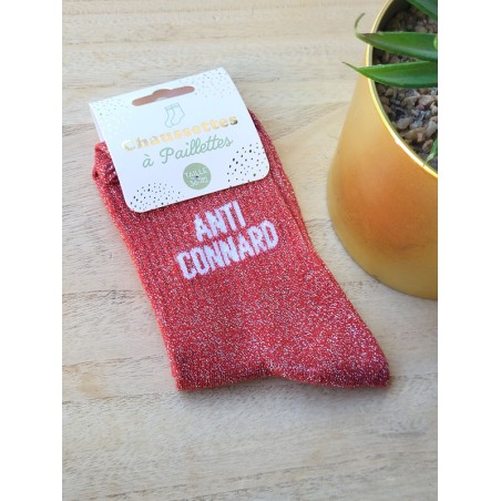 Chaussettes à paillettes "anti-connard" rouges