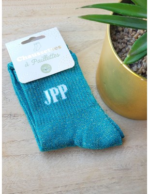 Chaussettes à paillettes "JPP" vertes