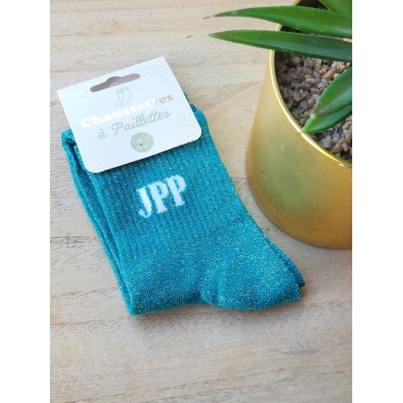 Chaussettes à paillettes "JPP" vertes