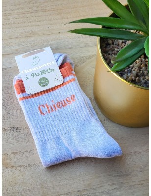 Chaussettes à bandes "chieuse" argentées/orange