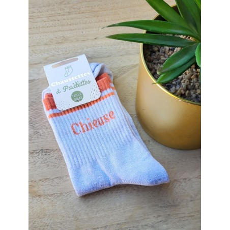 Chaussettes à paillettes "chieuse" argentées