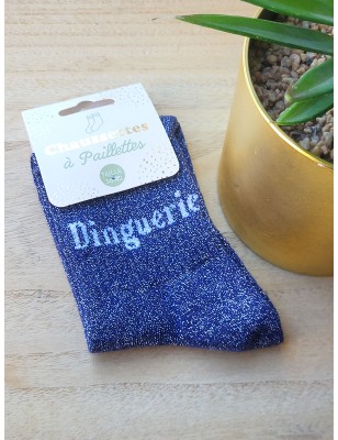 Chaussettes à paillettes "dinguerie" bleues