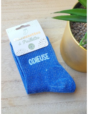 Chaussettes à paillettes "odieuse" bleues