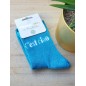 Chaussettes à paillettes "c'est ciao" turquoise