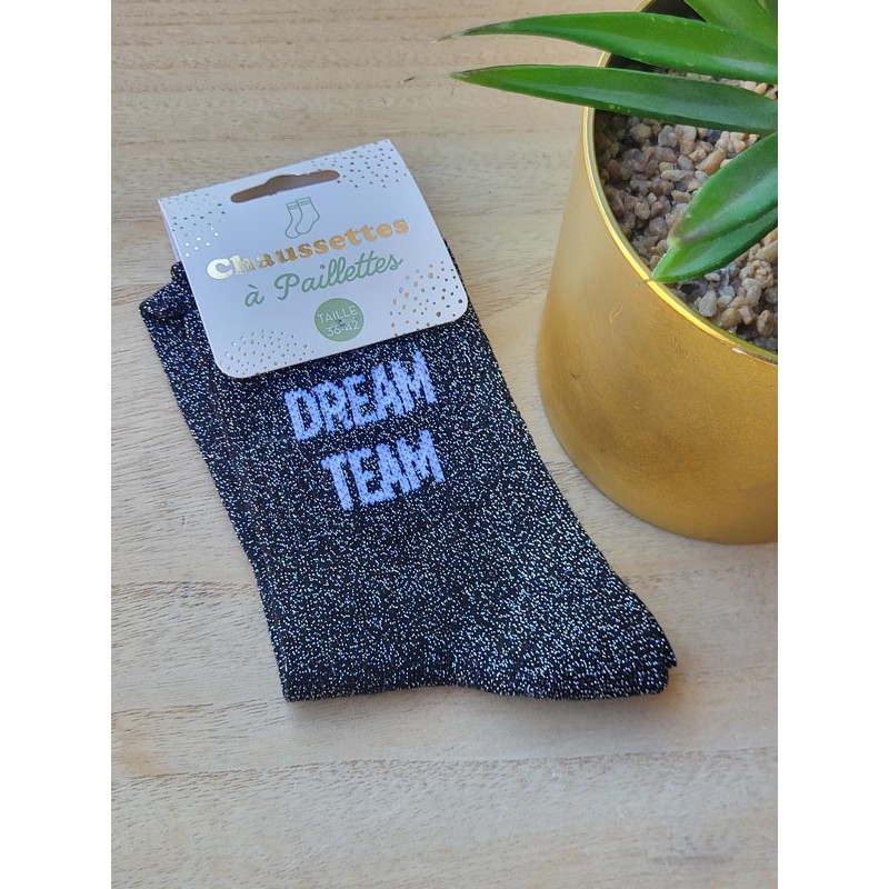 Chaussettes à paillettes "dream team" noires