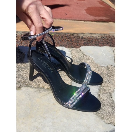 Escarpins femme strass Dory noirs