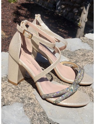 Escarpins femme Louisy dorés pailletés