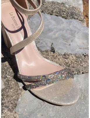 Escarpins femme Louisy dorés pailletés