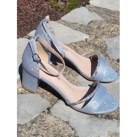 Escarpins femme Diana argentés pailletés