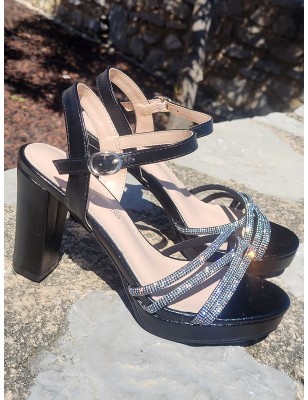 Escarpins femme strass Galina noirs