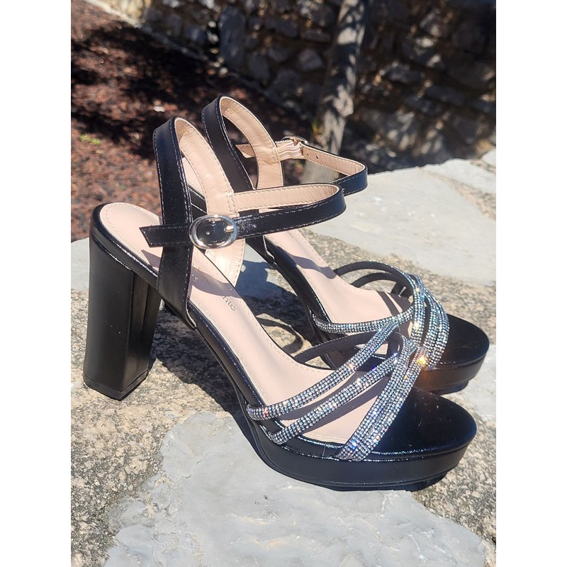 Escarpins femme strass Galina noirs