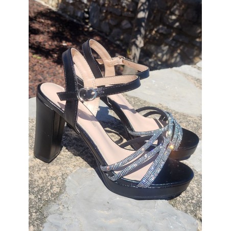 Escarpins femme strass Galina noirs