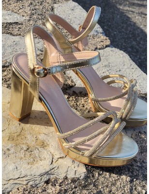 Escarpins femme strass Galina dorés