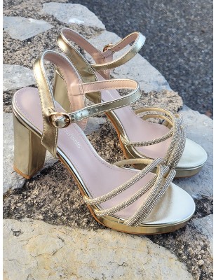 Escarpins femme strass Galina dorés