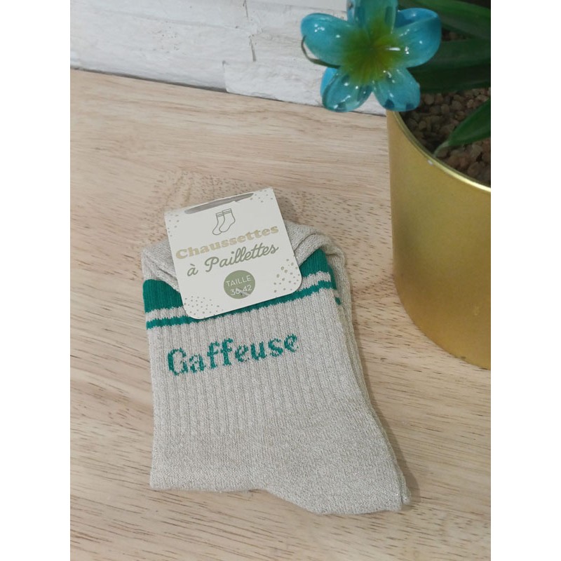 Chaussettes à paillettes "gaffeuse" dorées