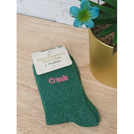 Chaussettes à paillettes "crush" vertes