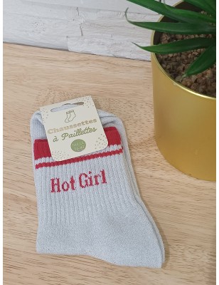 Chaussettes à paillettes "hot girl" argentées
