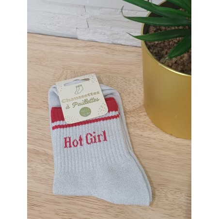 Chaussettes à paillettes "hot girl" argentées